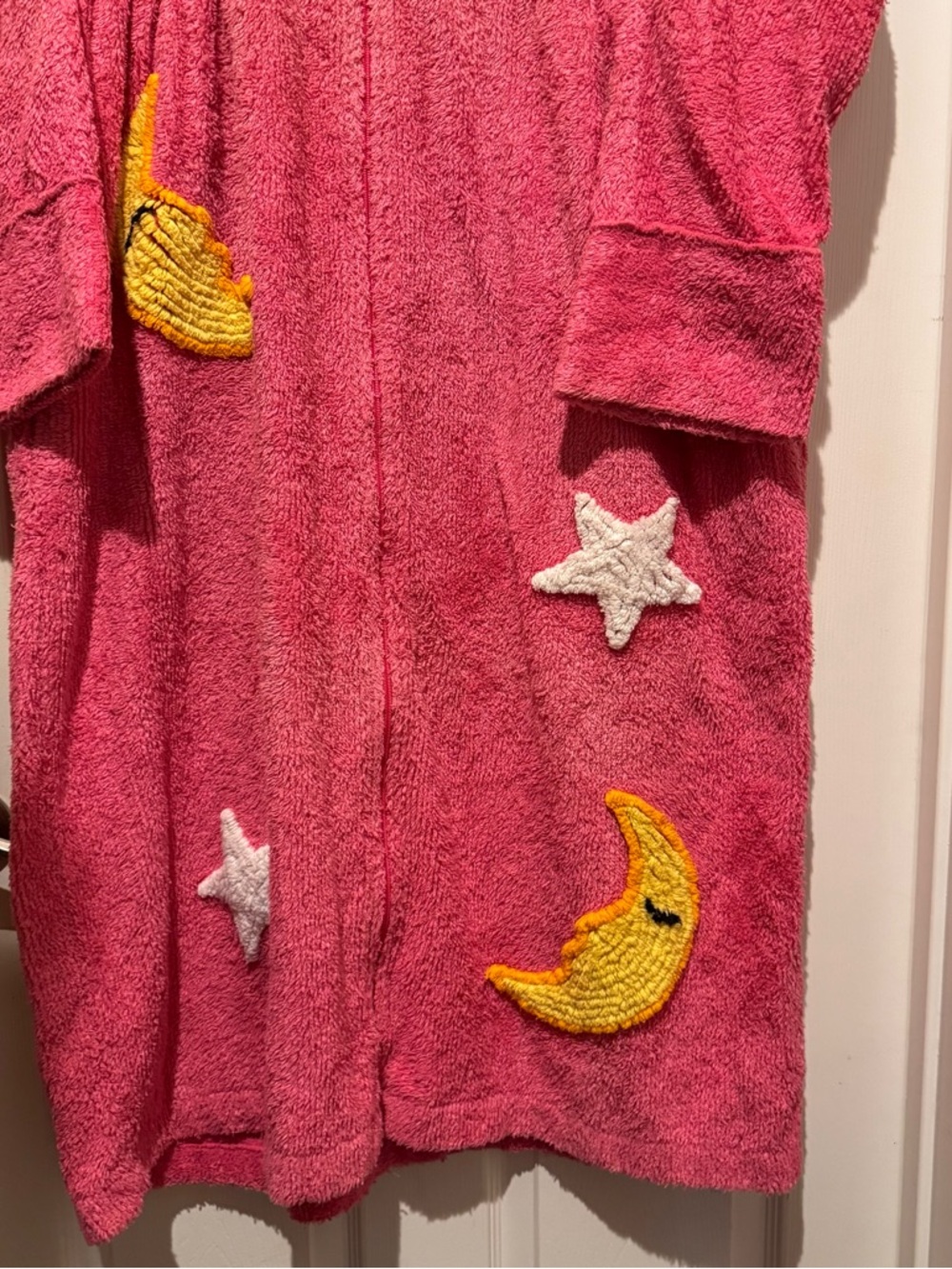 Vintage 90s Canyon Group Chenille Celestial Full Length Zip Up Robe Pink - Picture 5 of 9